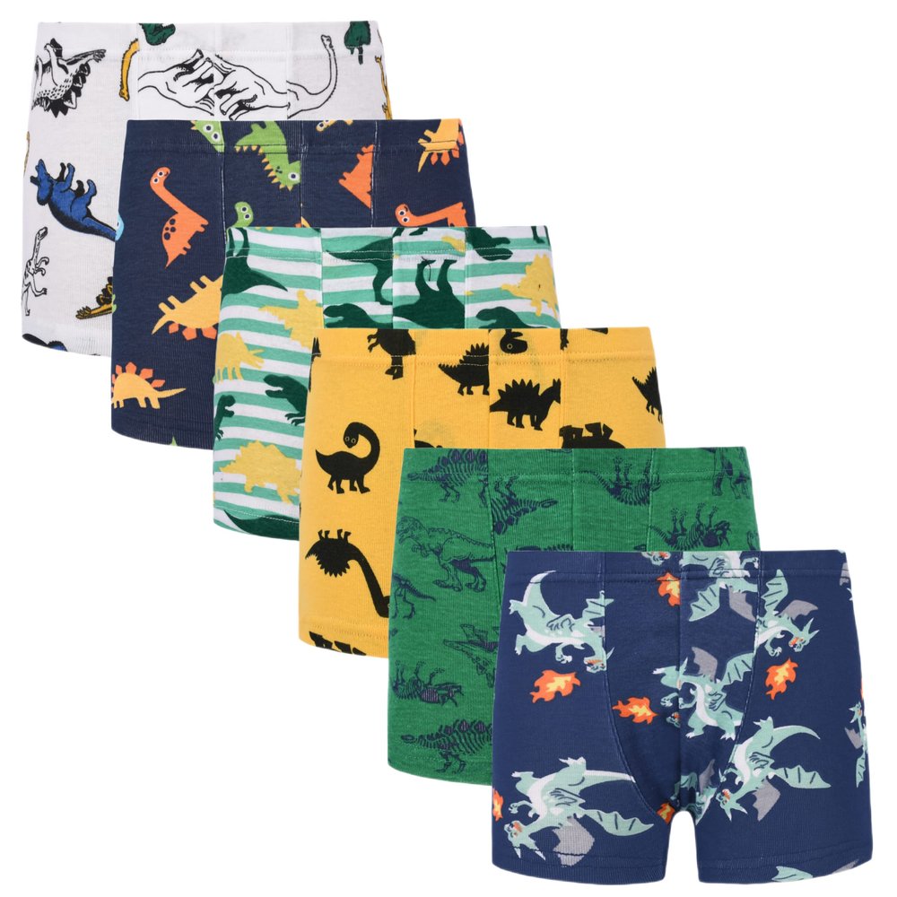 Cczmfeas Boys Toddler Dinosaur Cotton Underwear Boxer Briefs 6 Pack (6-8 Years, C- 6 Pack) Navy