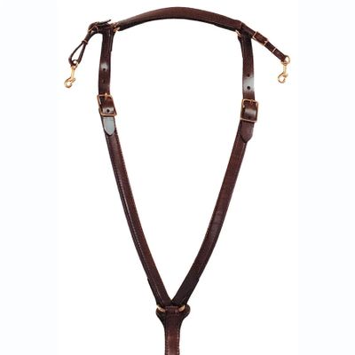 Circle Y Trail Horse Brass Over Neck Breast Collar for Horse | 1" Double Ply Leather, Smooth Tooling, Brass Hardware | Comfortable Western Tack for Secure Saddle Fit