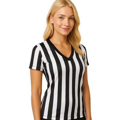 Murray Sporting Goods Women's Referee Shirt | Women's V-Neck Officials Jersey, Halloween Costume, or Waitress Uniform (X-Small)