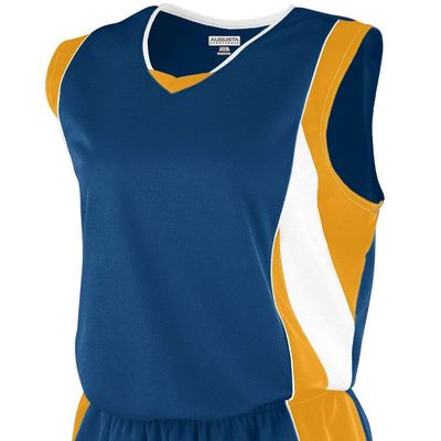 Girls Medium Navy/Gold/White Tri-Color Top