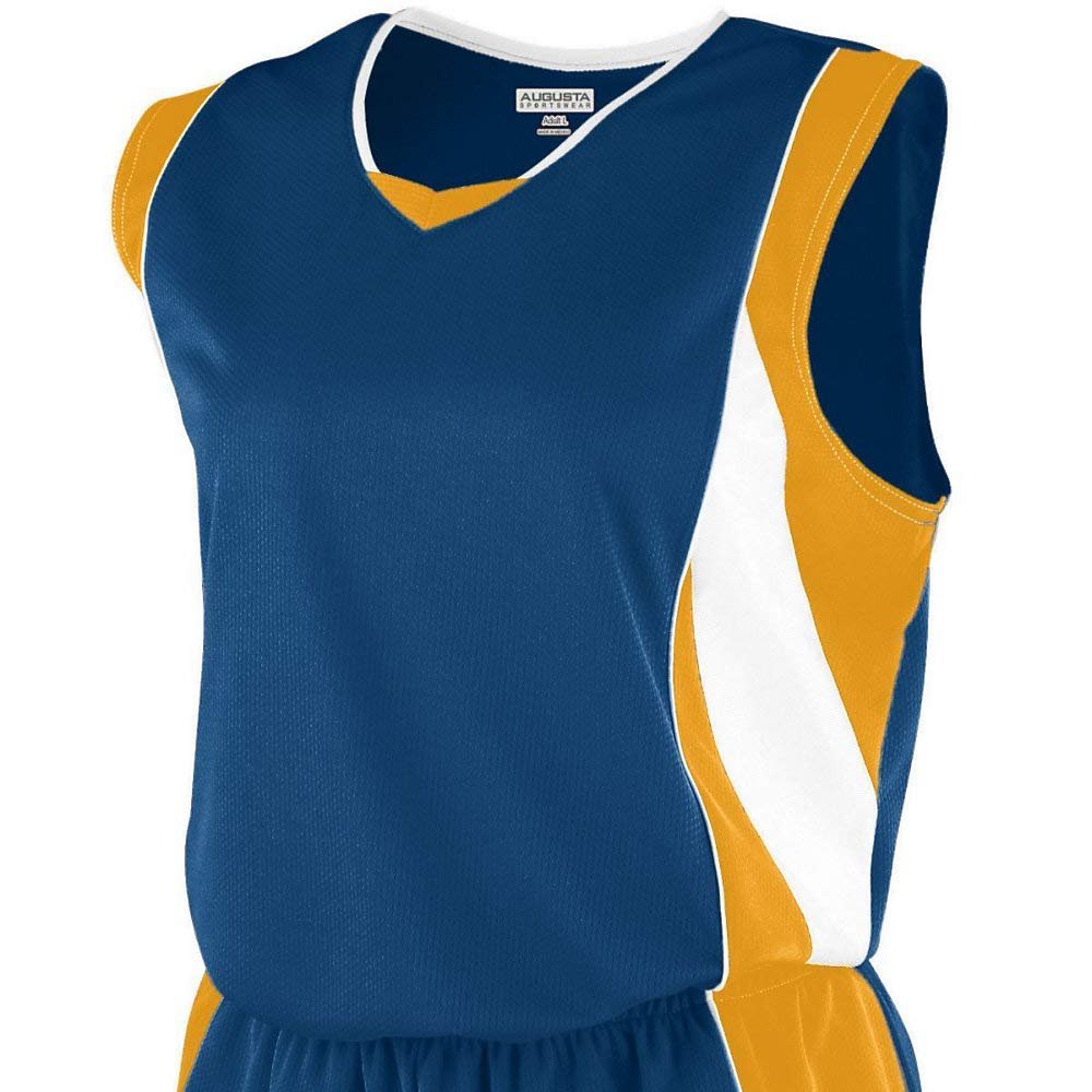 Girls Medium Navy/Gold/White Tri-Color Top