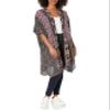 Angie Women's Boho Long Duster Kimono Cardigan, Black, Large view 1
