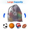 GSE Games & Sports Expert Grey 30"x40" Heavy Duty Mesh Drawstring Bag, Extra Large Sports Equipment Bag with Shoulder Strap for Soccer, Basketballs, Volleyballs, Footballs, Swimming Gear, Laundry view 4
