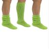 Lime Green All Cotton 3 Pack Extra Heavy Slouch Socks Made In USA view 2