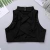 YiZYiF Kids Girls Basics Sportswear Athletic Long Sleeve Stretch Short Mock Neck T-Shirt Crop Top Sleeveless Black 8 view 3