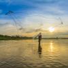 Fish Trap, Fishing Net Nylon Monofilament Cast Net Outdoor Hand Throw Fishing Mesh with Heavy Duty Weights for Bait Trap Fish (15.7ft) view 2