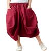GGUHHU Womens Loose Fit Elastic Waist 2 Pockets Cotton Baggy Lantern Skirt (Free Size, Wine) view 1