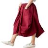 GGUHHU Womens Loose Fit Elastic Waist 2 Pockets Cotton Baggy Lantern Skirt (Free Size, Wine) view 2