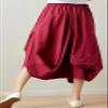 GGUHHU Womens Loose Fit Elastic Waist 2 Pockets Cotton Baggy Lantern Skirt (Free Size, Wine) view 3