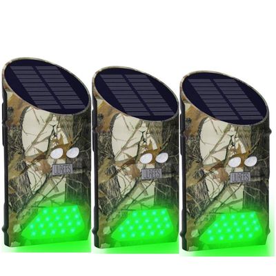 LILBEES Solar Deer Feeders Lights Motion Activated Green Hog Lights Night Hunting for Predator Coyote Pig Varmint(G300)(3-Pack)