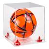 Better Display Cases Acrylic Display Case for Collectibles, Full Size Soccer Ball Display Case, Red Risers & Clear Base, Handcrafted Showcase Box.DIM;9.75" L x 9.75" W x 9.75" H. (A027-RR) view 1