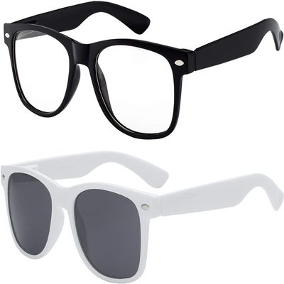 2 Pack Kids Glasses Black Clear Lens White Polarized Smoke Lens
