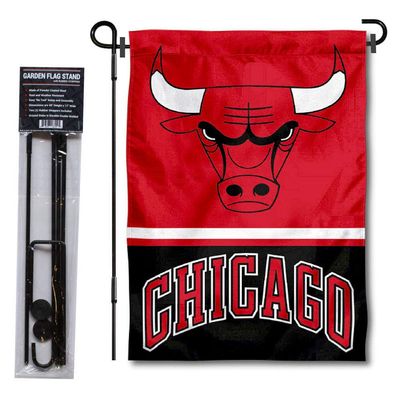 Chicago Bulls Garden Flag with Stand Holder