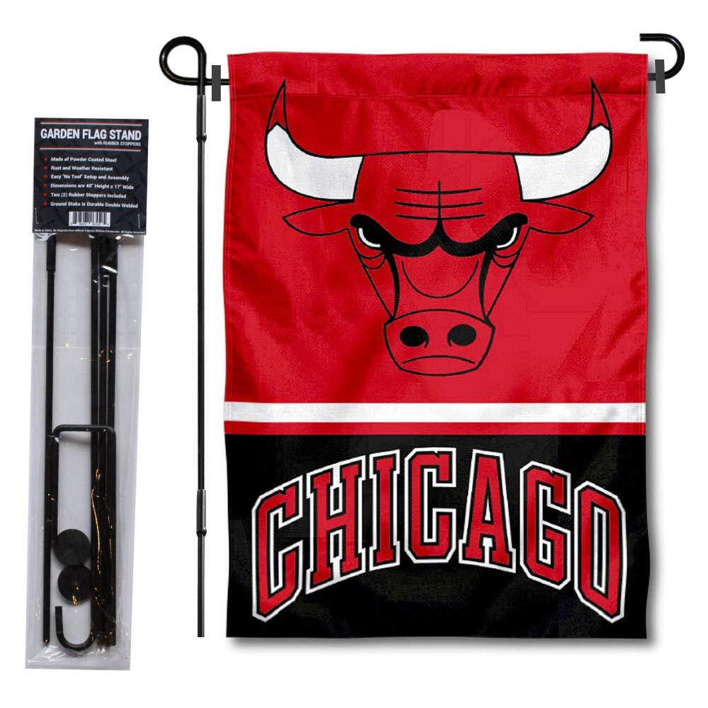 Chicago Bulls Garden Flag with Stand Holder