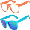 2 Pack Kids Glasses Clear Lens Orange Matte Mirror Lens Turquoise view 1