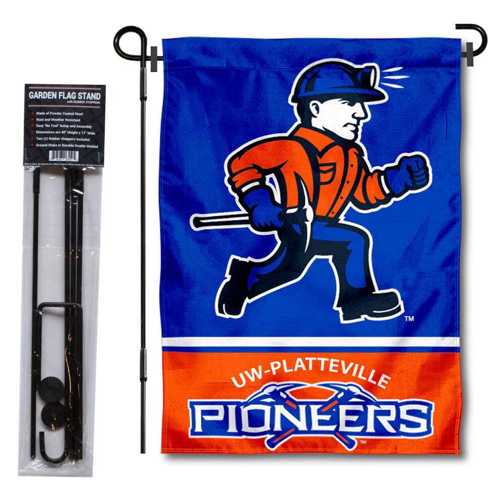 Wisconsin Platteville Pioneers Garden Flag with Stand Holder