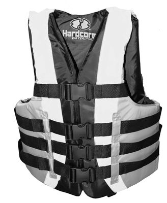 High-Performance Hardcore Adult Life Vest | USCG Approved Safety Flotation Device for Water Sports, Boating, and Outdoor Adventures | Fully Enclosed and Designed for Max Visibility White Adult L/XL