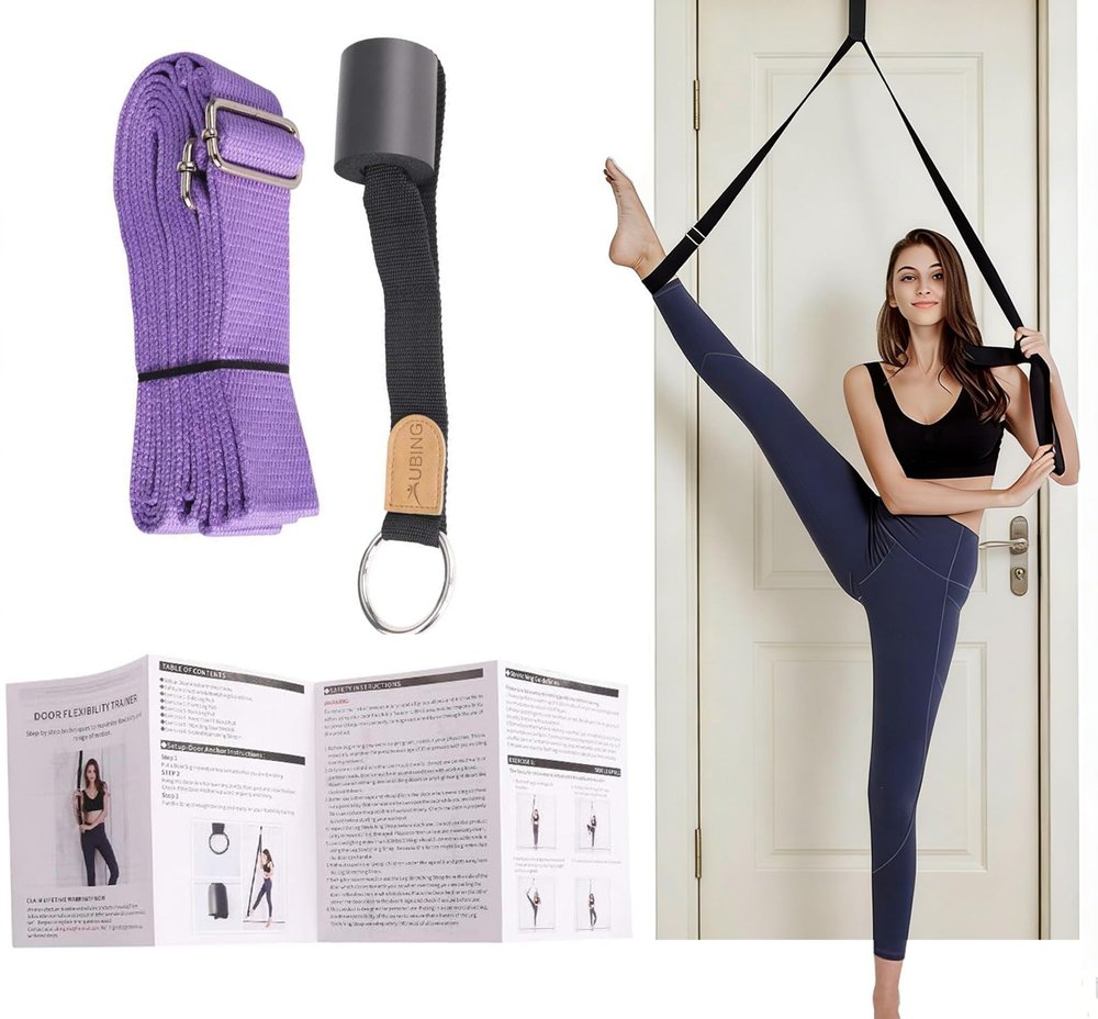 UBING Leg Stretcher over Door With Anchor, Door Stretcher for Flexibility,Gift for Dancer Daily Flexibility Hamstring Split Trainer, Home Training Equipment Band for Ballet Dance Cheer Gymnastics Yoga