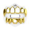 Loudmouth Football Mouth Guard - 3D Chrome Grillz Football Mouthpiece, Fits Adult & Youth, Mouth Guard Accessories (3D Grillz - Chrome White/Gold) view 1