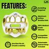 Loudmouth Football Mouth Guard - 3D Chrome Grillz Football Mouthpiece, Fits Adult & Youth, Mouth Guard Accessories (3D Grillz - Chrome White/Gold) view 3