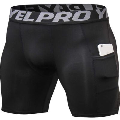 Yuerlian Compression Shorts Men with Pocket Spandex Sport Shorts Athletic Workout Running Performance Baselayer Underwear 1 Packs