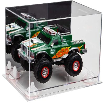 Better Display Cases Versatile Acrylic Display Case - Medium Rectangle Box with Mirror, White Risers and Clear Base 12" x 8.25" x 8" (A004-WR)
