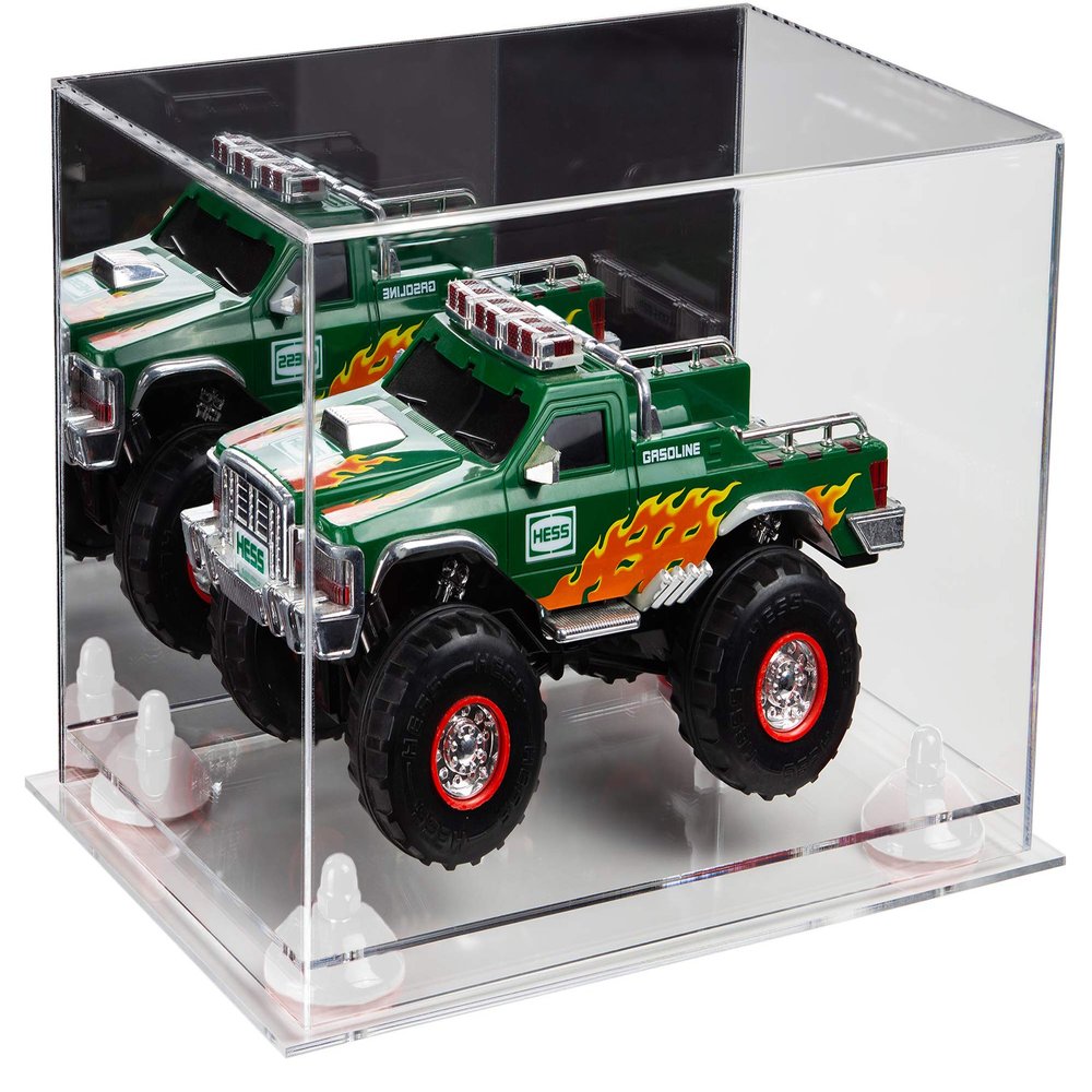 Better Display Cases Versatile Acrylic Display Case - Medium Rectangle Box with Mirror, White Risers and Clear Base 12" x 8.25" x 8" (A004-WR)