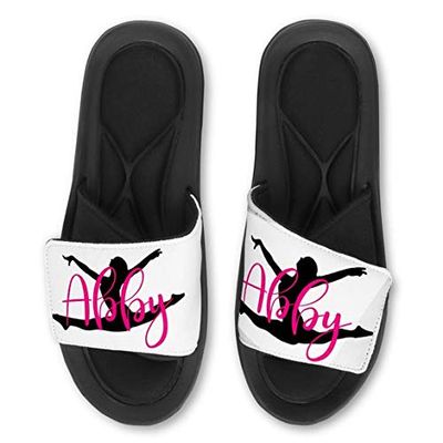 Violet Victoria & Fan Star Custom Personalized Gymnast Leaping Slide Sandals - Add your Name - LARGE