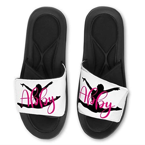 Violet Victoria & Fan Star Custom Personalized Gymnast Leaping Slide Sandals - Add your Name - LARGE