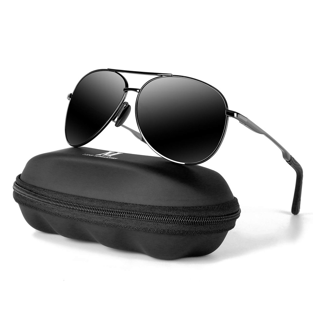 Aviator Sunglasses for Men Polarized Women UV Protection Lightweight Driving Fishing Sports Unisex glasses MX208 Gun Frame Black Lens