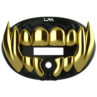 Loudmouth Football Mouth Guard - 3D Chrome Beast Football Mouthpiece, Fits Adult & Youth Ages 5+, Accessories Mouth Guard (3D Beast - Chrome Black/Gold)