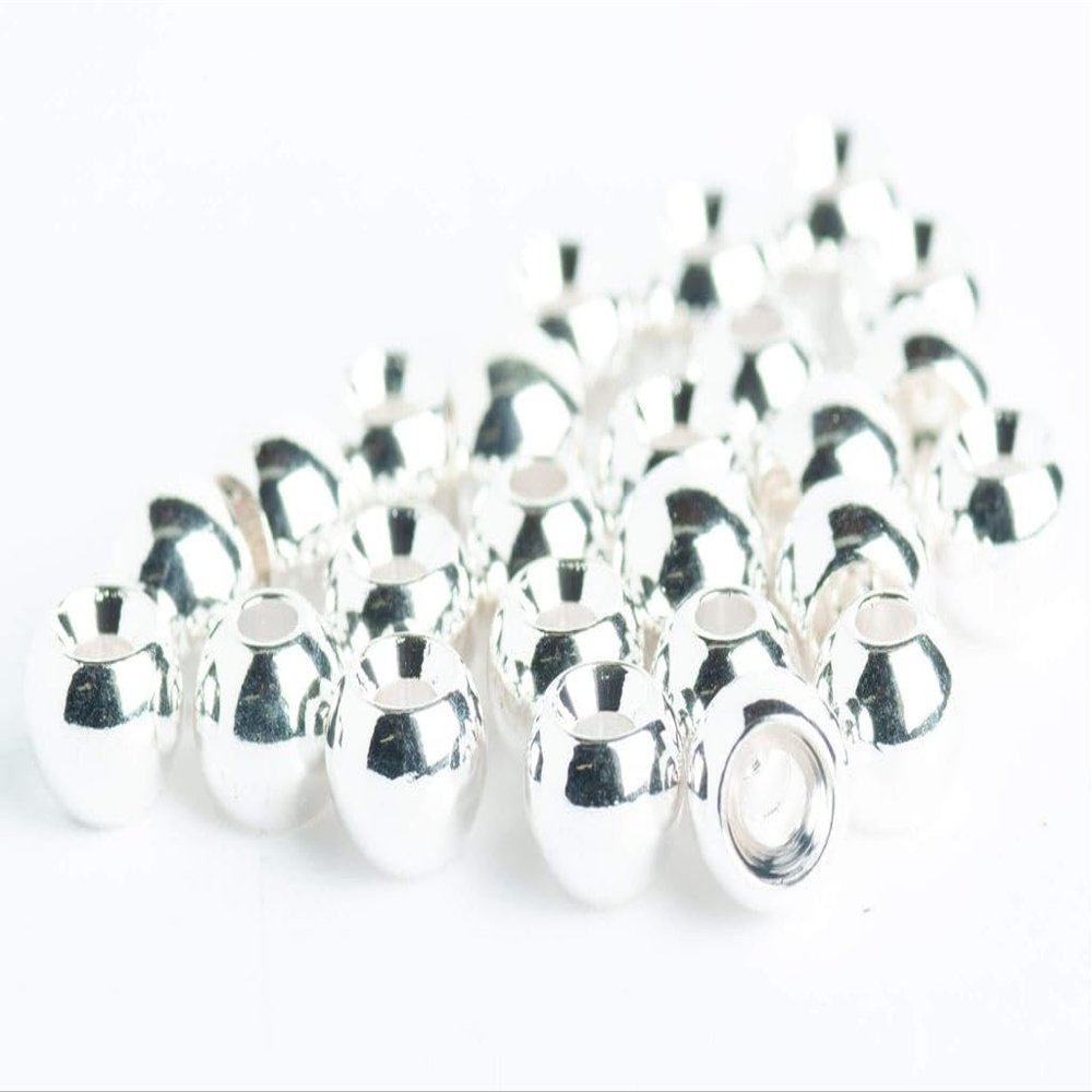 Blue Wing Olive BWO Brass Beads for Fly Tying - 100 Pack (Silver, 2.4 mm (3/32"))