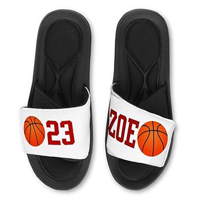 Violet Victoria & Fan Star Custom Personalized BASKETBALL Slide Sandals - Add your Name or Team! - MEDIUM