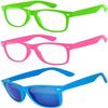 3 Pack Kids Sunglasses Clear Lens Green Pink Light Blue Matte Mirror Lens view 1