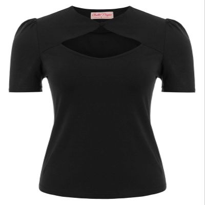 1950s Vintage Blouse Tops for Women Going Out Tops Black Size S