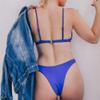 Womens Bikini V-Bar Under Wired Two-Piece V Shape Wire V439 Blue L view 3