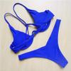 Womens Bikini V-Bar Under Wired Two-Piece V Shape Wire V439 Blue L view 4
