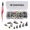 THKFISH Fishing Weights Sinkers Fishing Beads Bullet Sinkers Carolina Rig Texas Rig Kit Fishing Accessories Kit 64pcs view 1