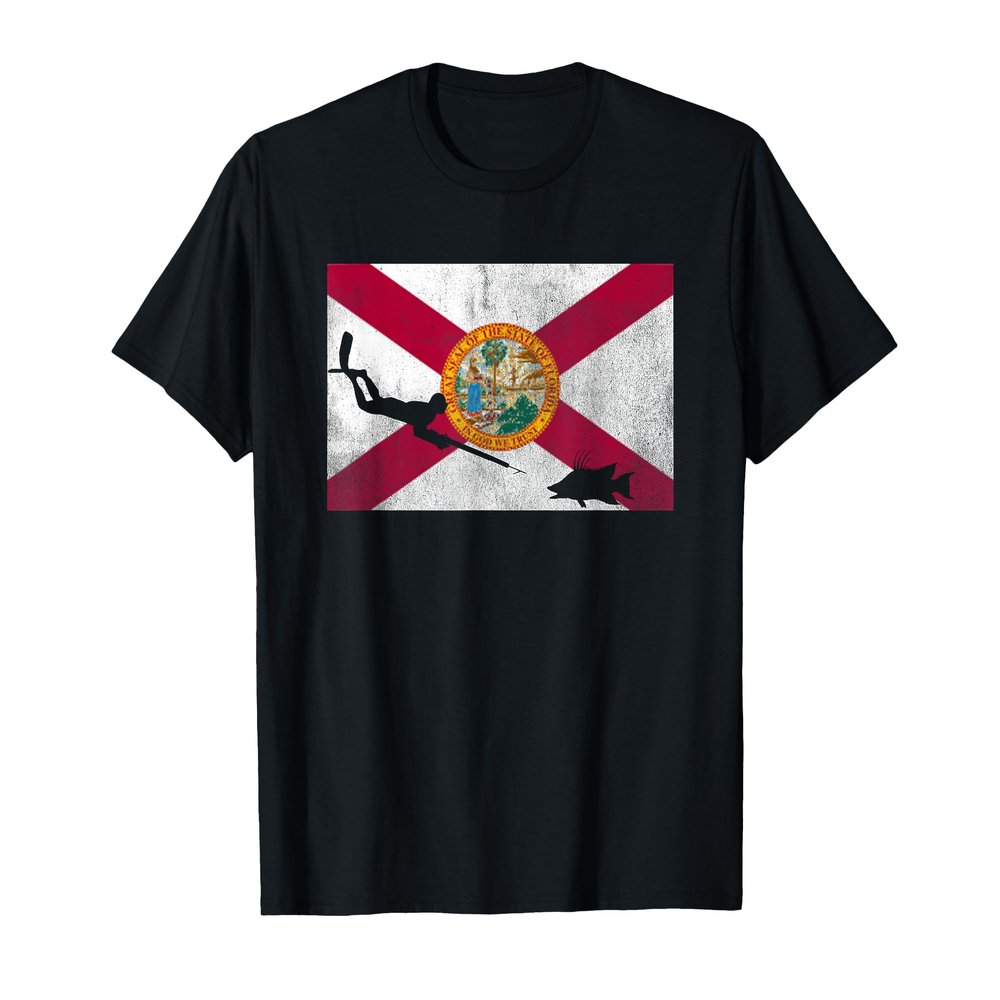Florida Flag Spearfishing Freedive T-Shirt