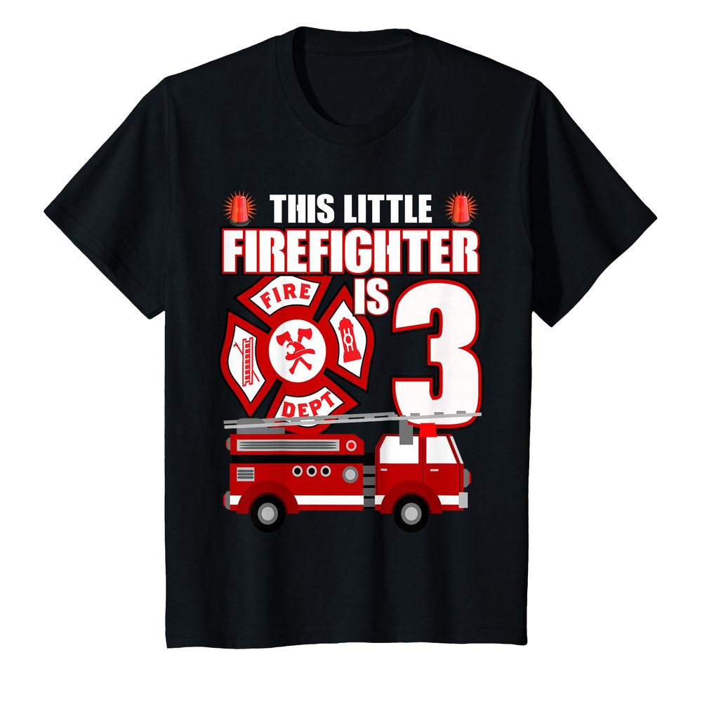 3 Year Old Firefighter Birthday Party Fire Truck 3rd Gift T-Shirt