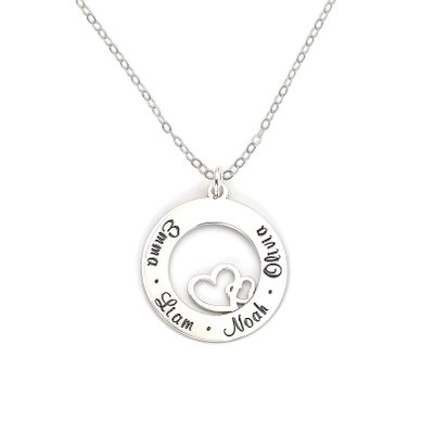 AJ's Collection Personalized Stationary Sterling Silver Washer Name Necklace With Heart. Customize a washer charm. Choice of Sterling Silver Chain. Shiny, elegant, classy. Gift for Her