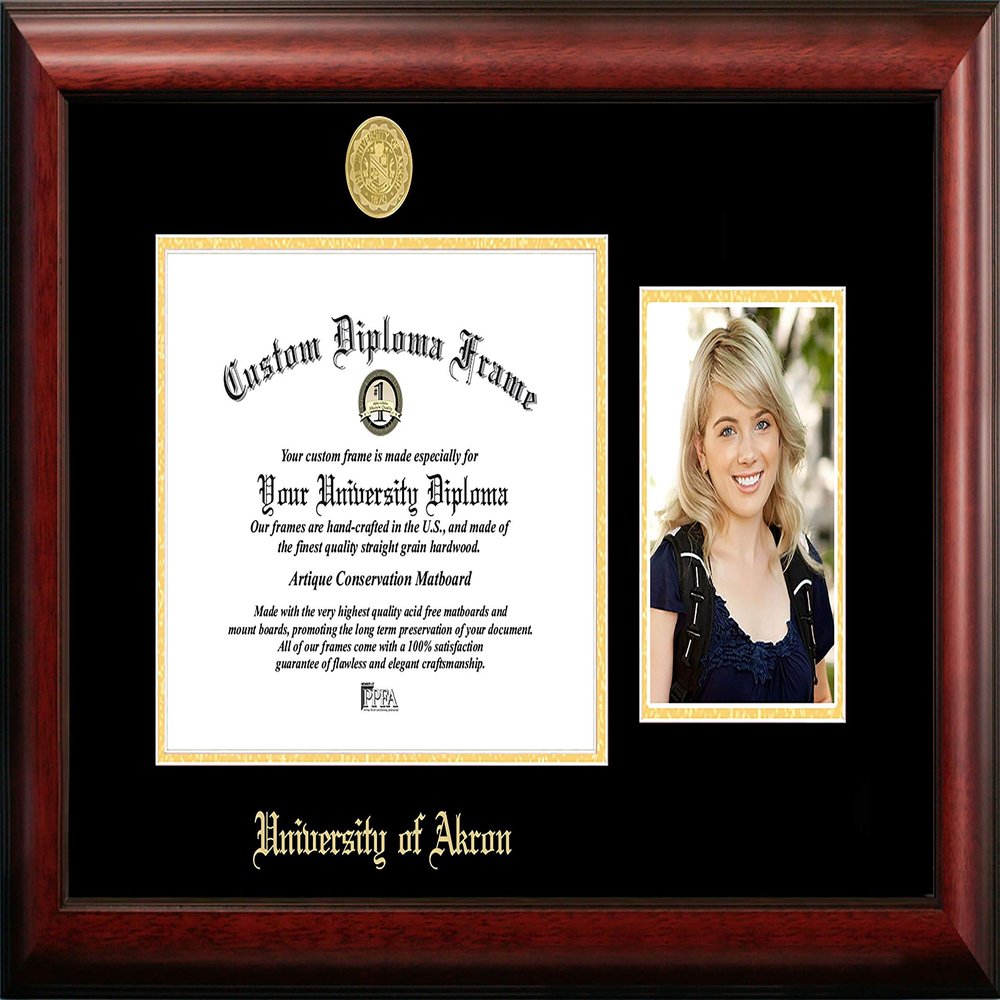 Campus Images NCAA Akron Zips Unisex University of Akron 11 x 8.5 Inches Gold Embossed Diploma Frame with 5 x 7 Inches Portrait Gold Embossed Diploma Frame with 5 x 7 Inches Portrait Brown One Size