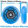 AOWISH Inline Skate Wheels Outdoor Asphalt Formula Aggressive Roller Blades Wheels 90a Roller Hockey Replacement Wheels with Bearings ABEC-9 and Floating Spacers, 4-Pack (Blue, 76mm) view 4
