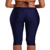 Women Knee Length Swim Shorts Leggings Sun Protection Rash Guard Pants Sports Crop Swim Tights Tankini Bottom, Black 2XL view 3