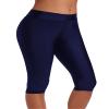 Women Knee Length Swim Shorts Leggings Sun Protection Rash Guard Pants Sports Crop Swim Tights Tankini Bottom, Black 2XL view 4