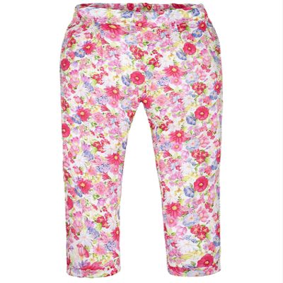 Mayoral Chic Little Girls 2-9 Red/Multi Floral Print Woven Pants, Red,6