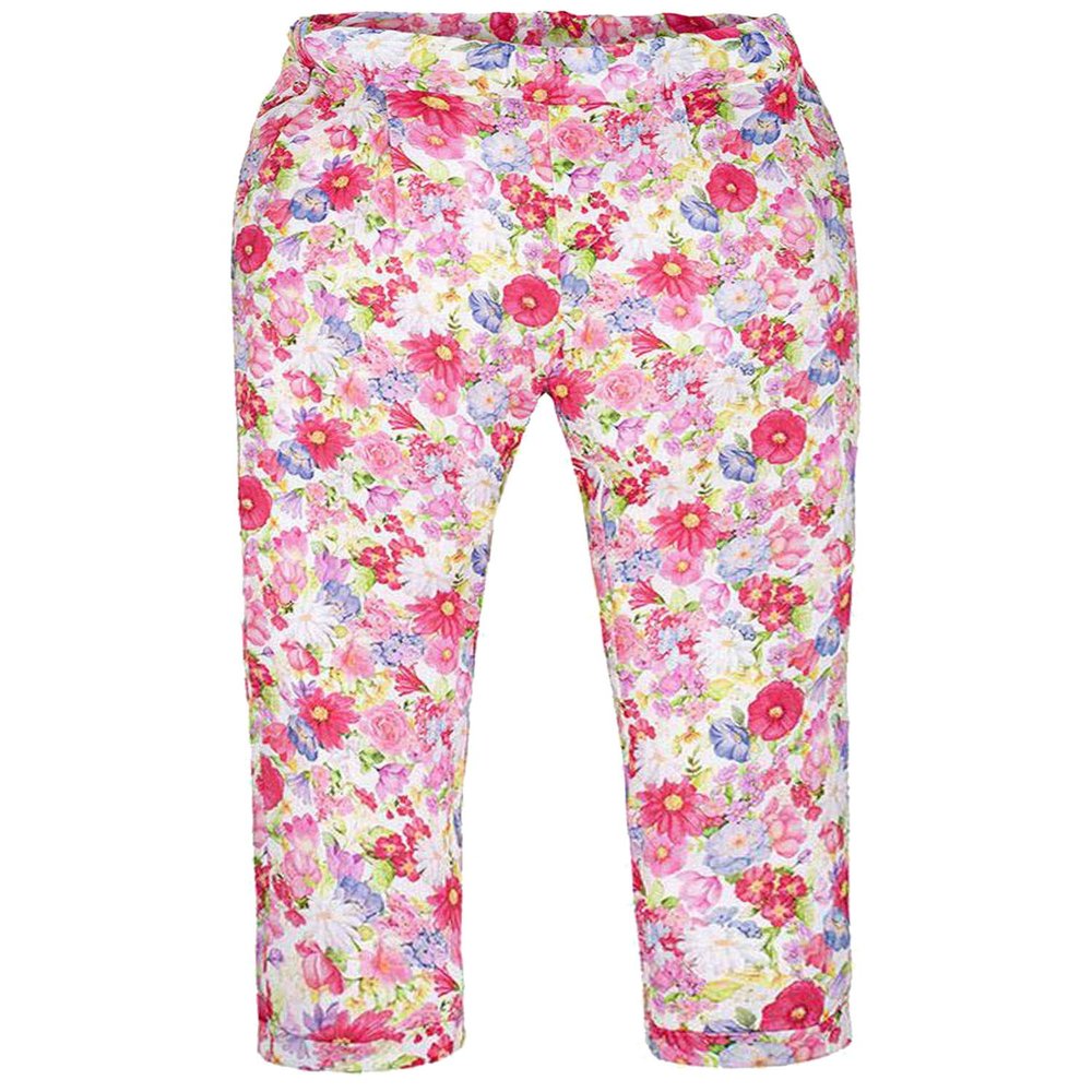 Mayoral Chic Little Girls 2-9 Red/Multi Floral Print Woven Pants, Red,6