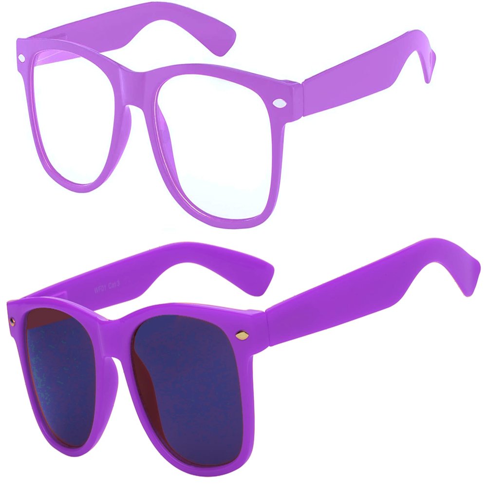 2 Pack Kids Glasses Purple Clear Lens Polarized Smoke Lens