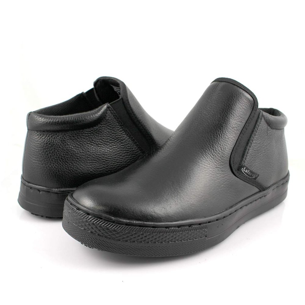 Laforst Custer Mens Work Slip Resistant Tumble Leather Slip On Server Flats Black 9