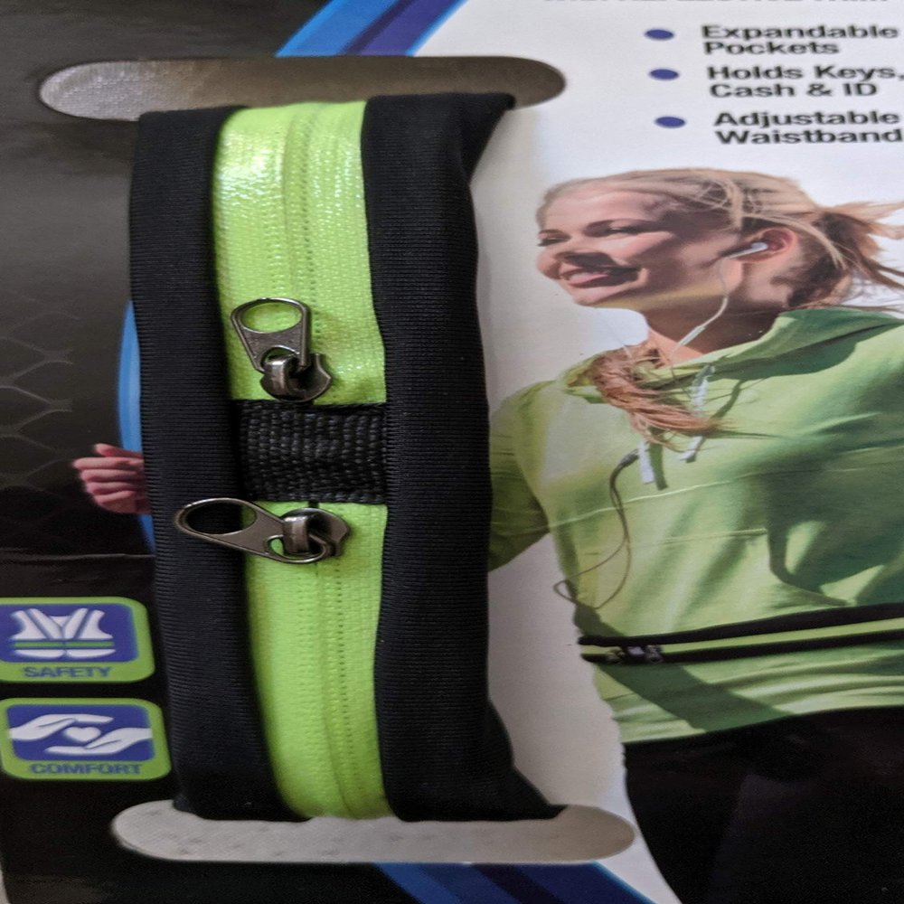 Pro strength Zippered Reflective Fitness Belt for Keys ID Holds Keys Adjustable Waistband